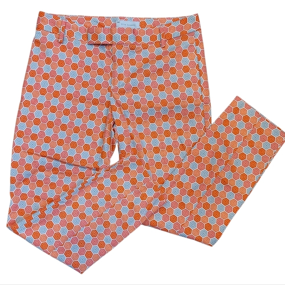 GAP Slim Cropped Geometric Pattern Modern Chic Statement Pants - Sz 4 Stretch